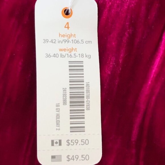 GYMBOREE Deep Pink Flutter Sleeve Velour Dress Girls 4 - Picture 4 of 15